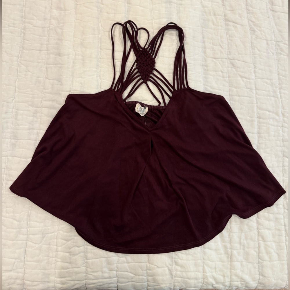 UO LA Hearts Burgundy Strappy Tank Top